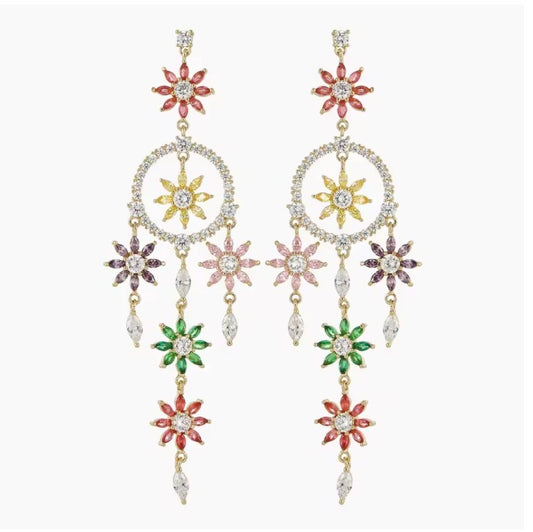 S925 Dream Catcher Dreamy Elegance Fashion Flower Earrings Jewelry Wedding Gift Banquet Accessories