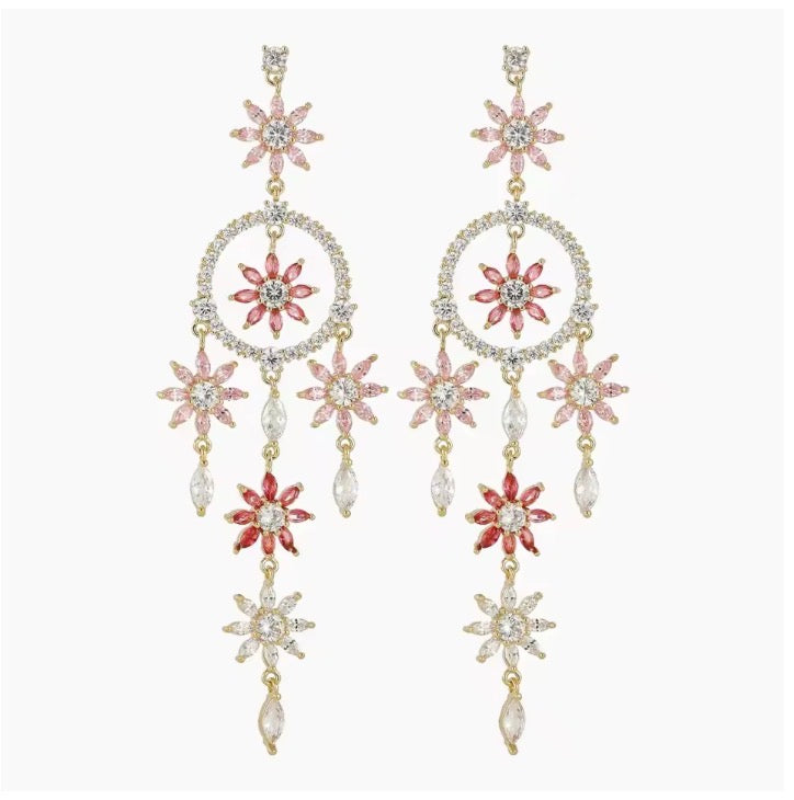 S925 Dream Catcher Dreamy Elegance Fashion Flower Earrings Jewelry Wedding Gift Banquet Accessories